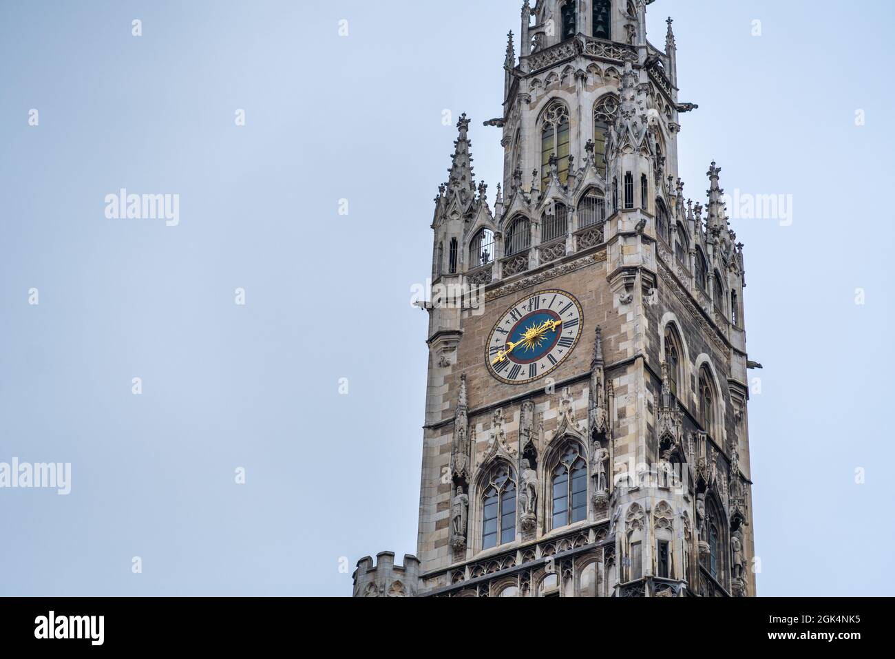New Town Hall (Neues Rathaus) Clock Tower - Munich, Bavaria, Germany Stock Photo