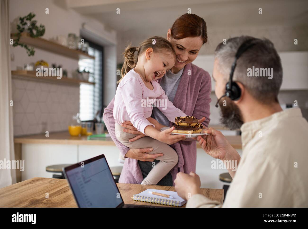 Family with small daughter indoors at home, everyday life and home ...