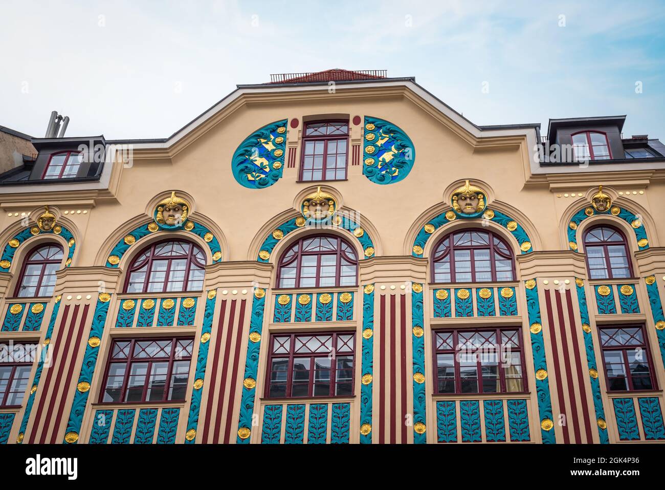 Art Nouveau Buildings in Ainmillerstrasse Street - Munich, Bavaria, Germany Stock Photo