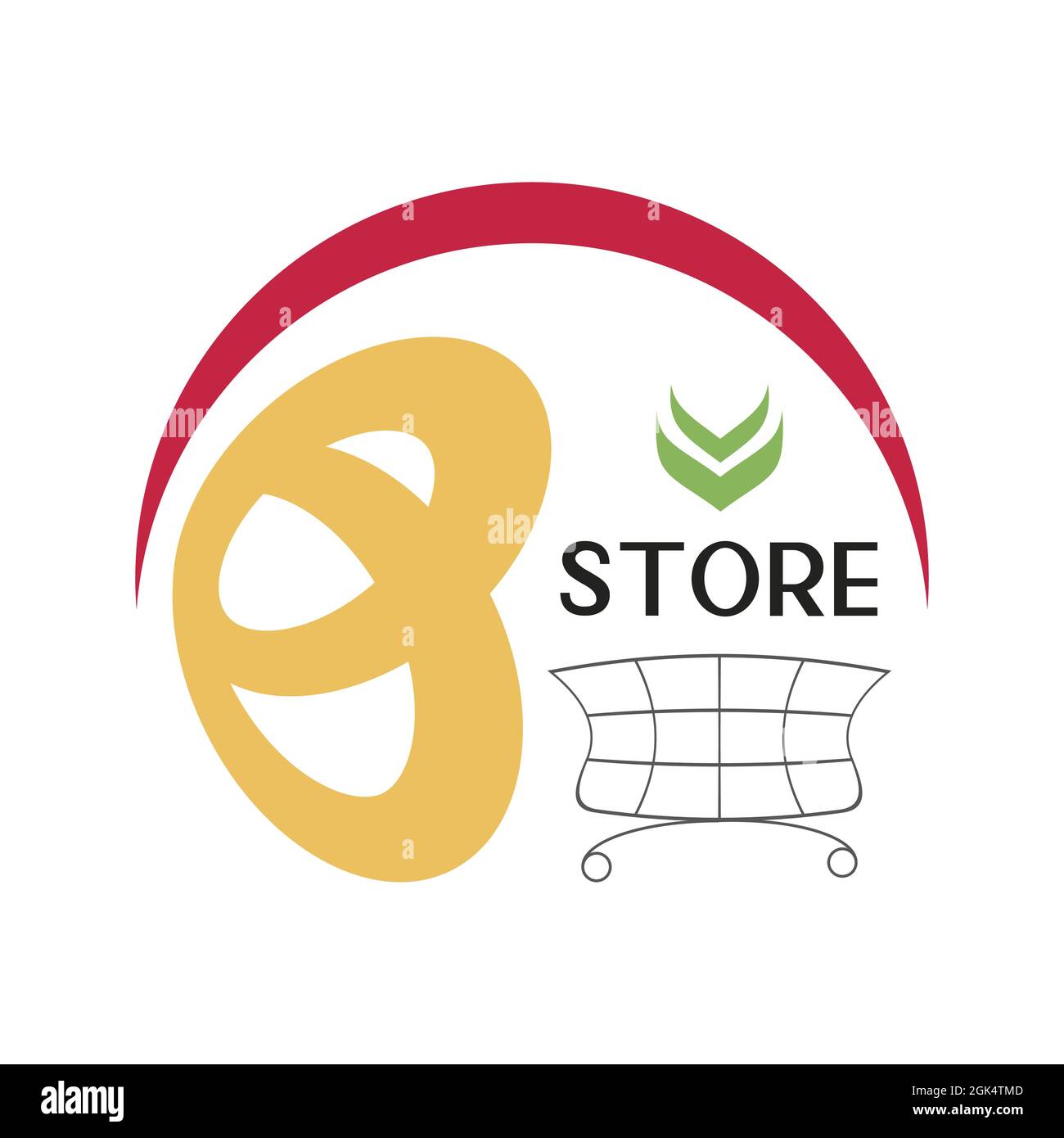 Logo supermarket store groceries, shopping cart. Vector illustration Stock Vector