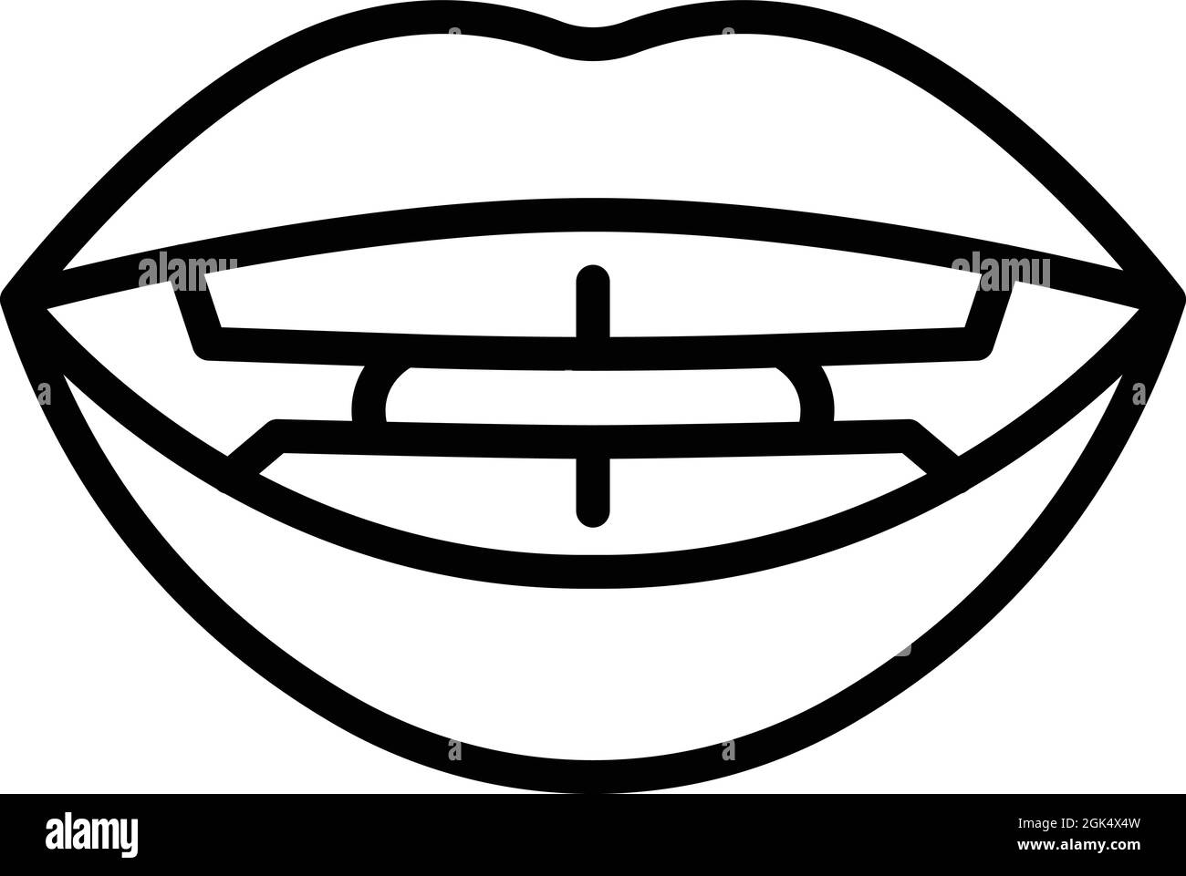Speech sync icon outline vector. Mouth pronunciation. Speaking lip