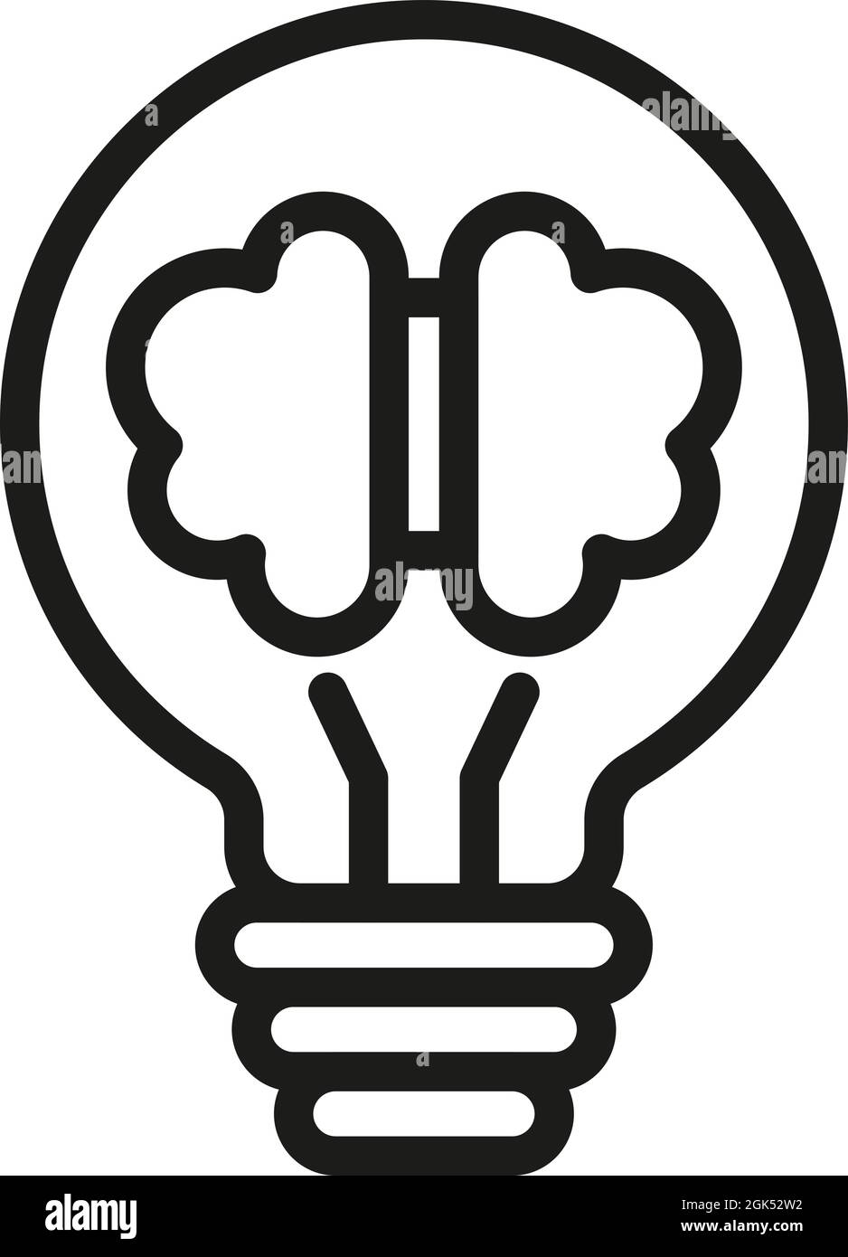 Brain bulb icon outline vector. Light mind. Creative idea Stock Vector ...