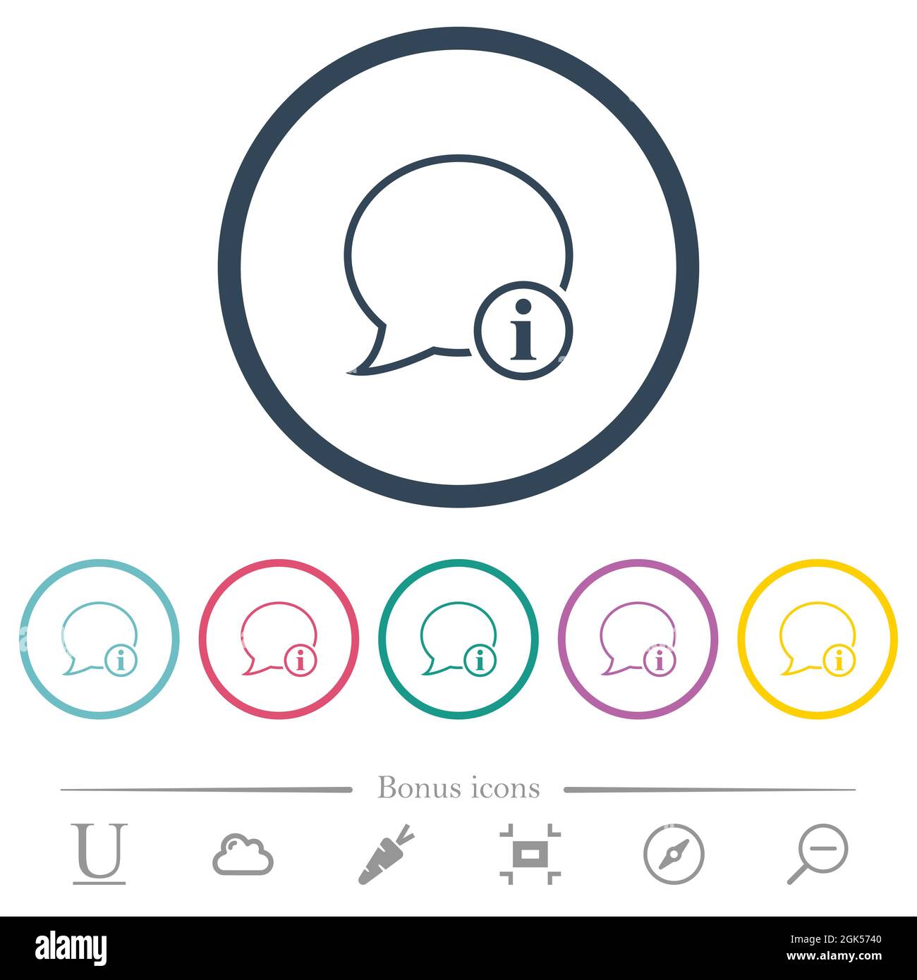 Message info outline flat color icons in round outlines. 6 bonus icons ...