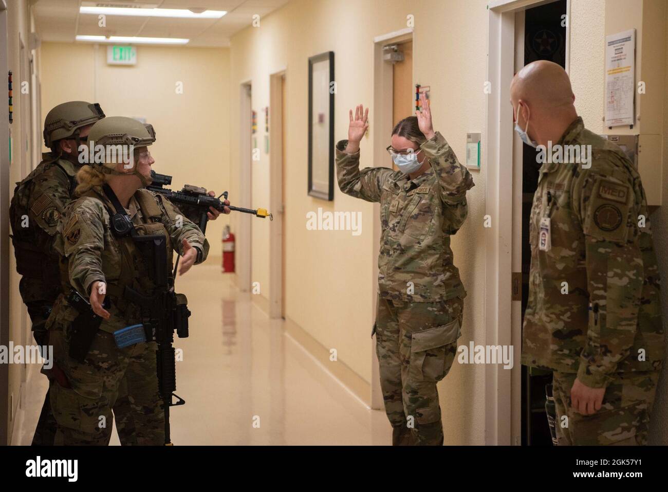 Airmen assigned to 374th Security Forces Squadron perform search and