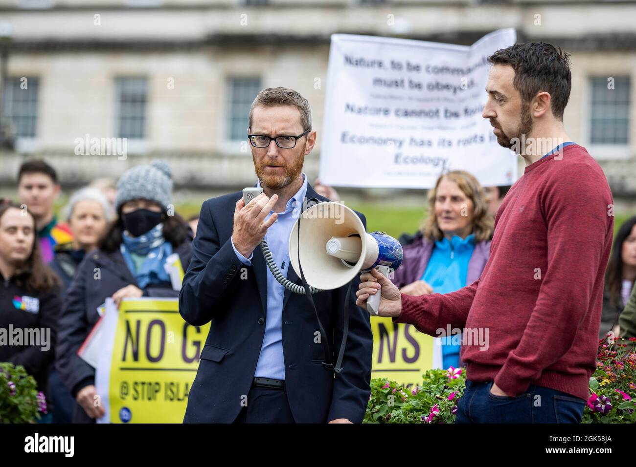 Sinn Fein MLA Philip McGuigan left Speaking During A Demonstration sinn-fein-mla-philip-mcguigan-left-speaking-during-a-demonstration