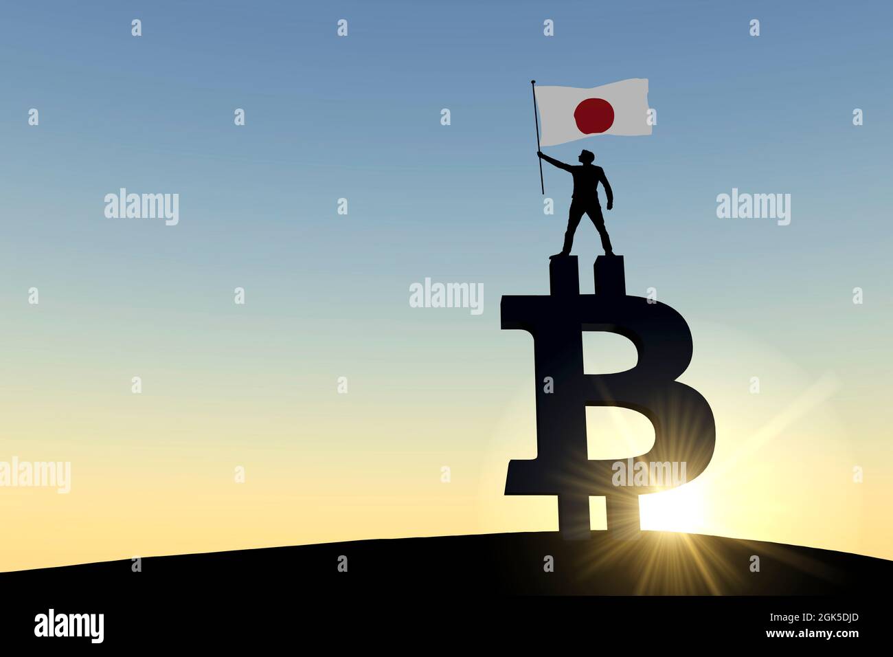 Japan flag on a bitcoin cryptocurrency coin. 3D Rendering Stock Photo -  Alamy