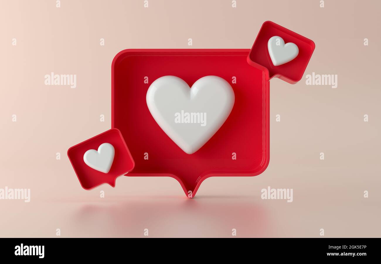 3D social media like notification icon illustration in 3d Stock Photo ...