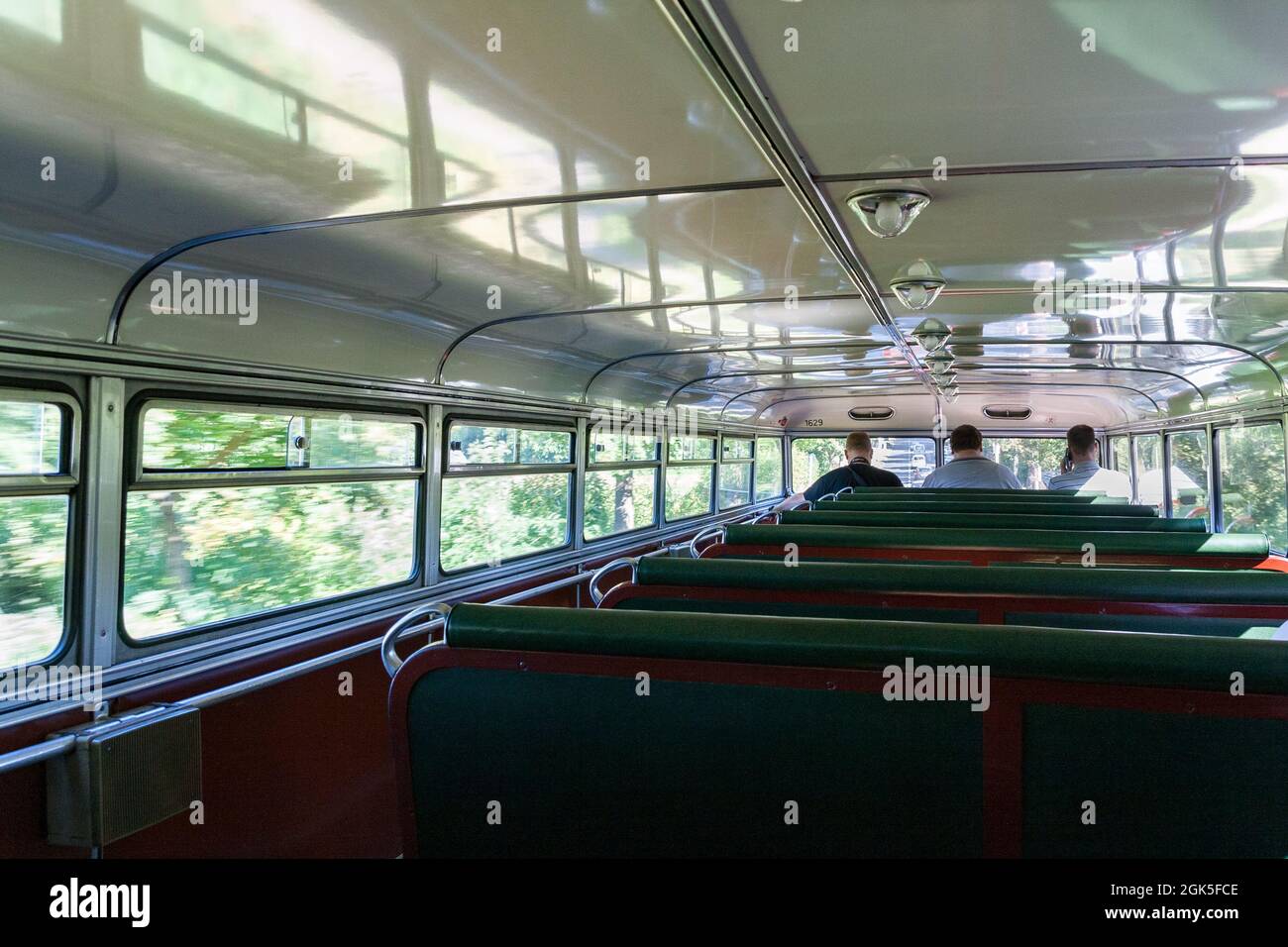 The upper deck of a vintage bus in Berlin Stock Photo
