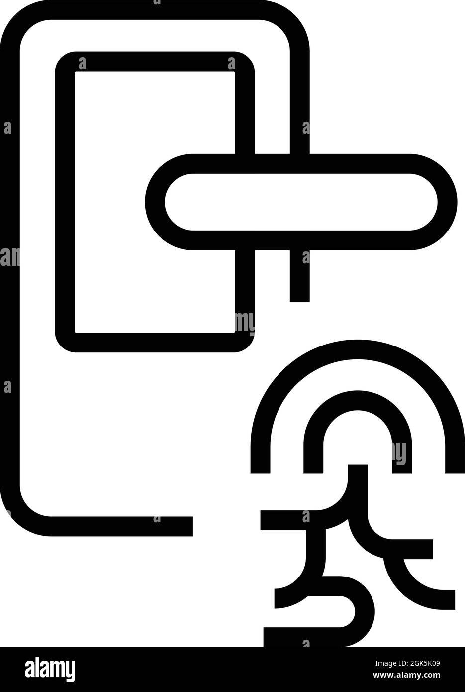 Door fingerprint icon outline vector. Lock access. Code privacy Stock Vector