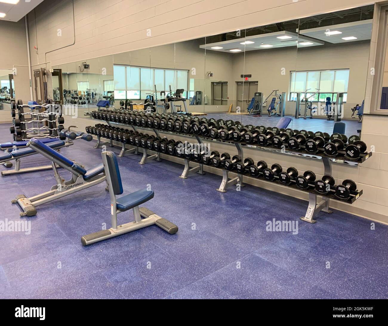 The free weights room in the new fitness center at the Niagara Falls Air Reserve Station N. Y. on August 9 2021. The fitness center official opening with a ribbon cutting ceremony