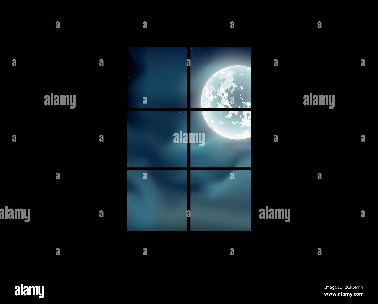 Full Moon. Window view. Moonlight. Twilight Stock Vector Image & Art