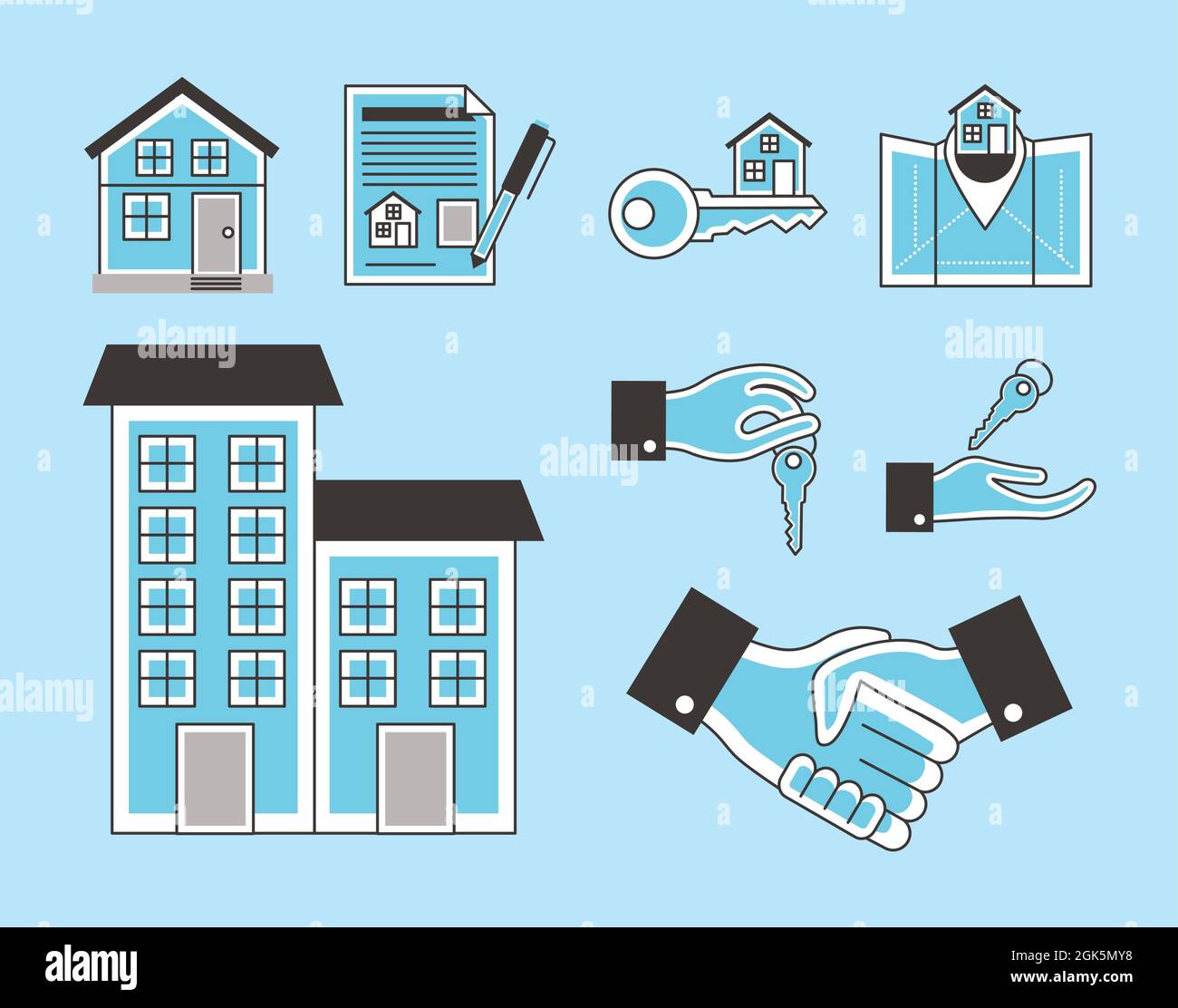 real estate set nine icons Stock Vector Image & Art - Alamy