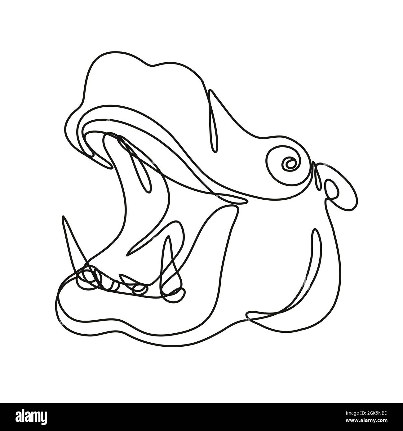 Hippopotamus Hippo Head Side View Continuous Line Drawing Stock Photo