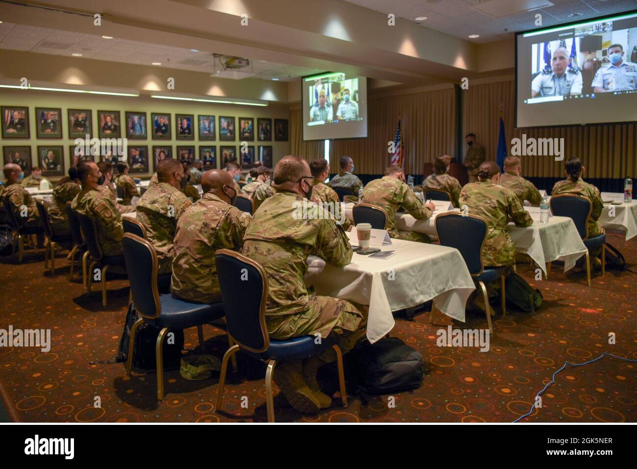 The first group of U.S. Space Force recruiters listen to Maj. Gen