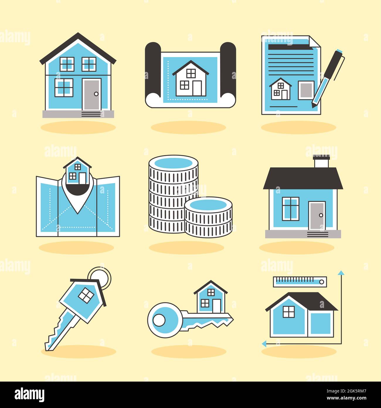 nine real estate set icons Stock Vector Image & Art - Alamy