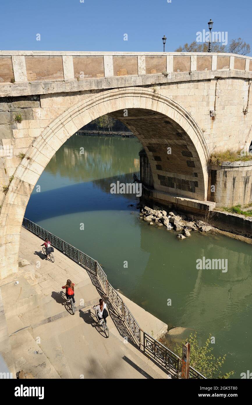 Italy, Rome, Tiber river, Ponte Sisto bridge Stock Photo