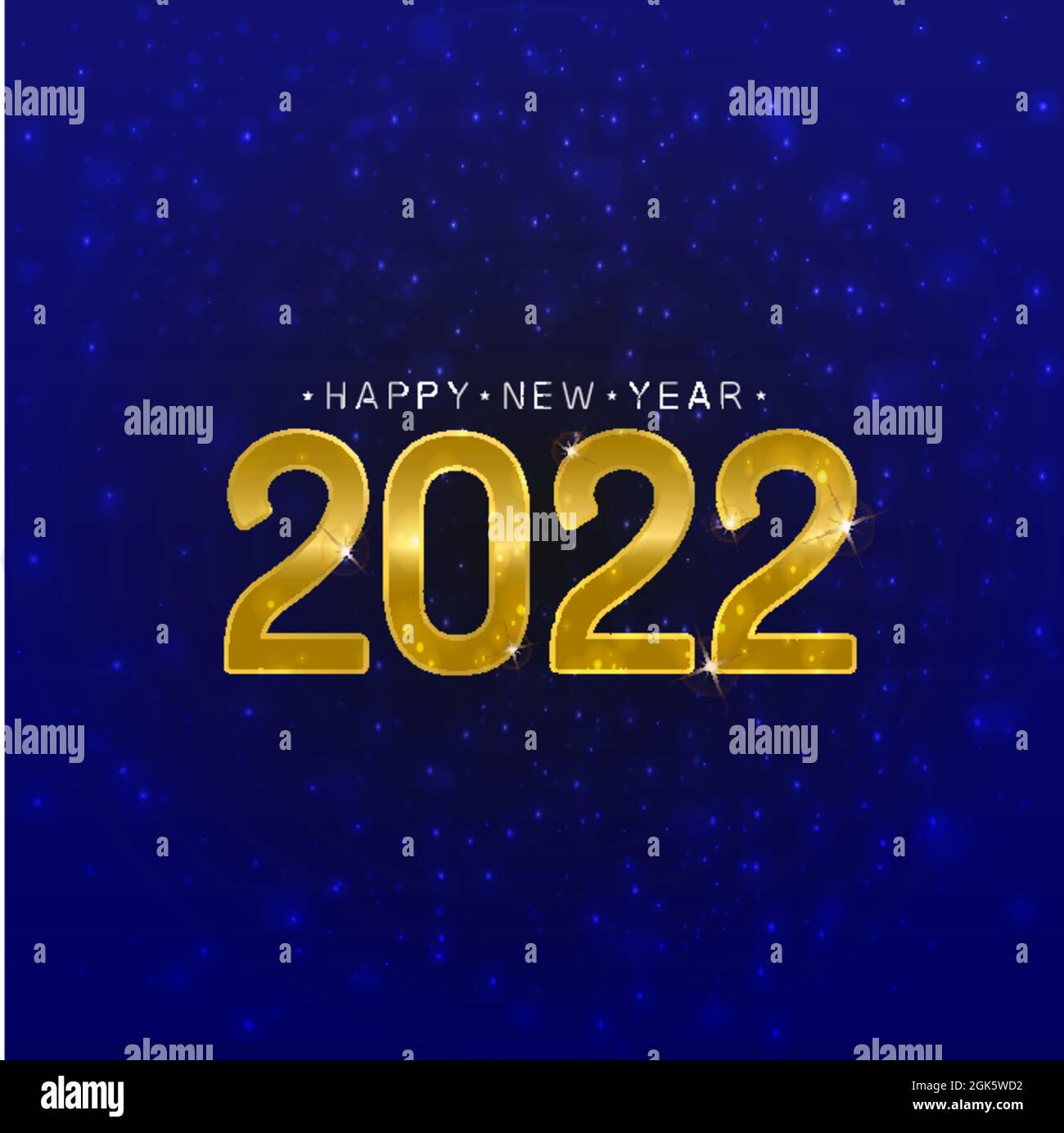 With gold colored 2022 New year text message on blue galaxy background vector illustration Stock Vector