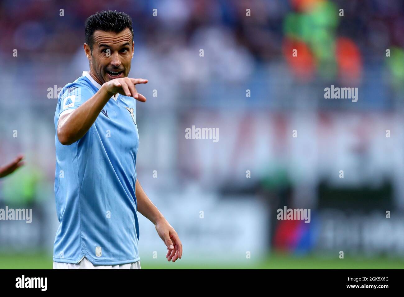 Milano, Italy. 12 September 2021. Pedro Rodriguez Ledesma of Ss Lazio  gestures during the Serie A match between Ac Milan and Ss Lazio. Stock Photo