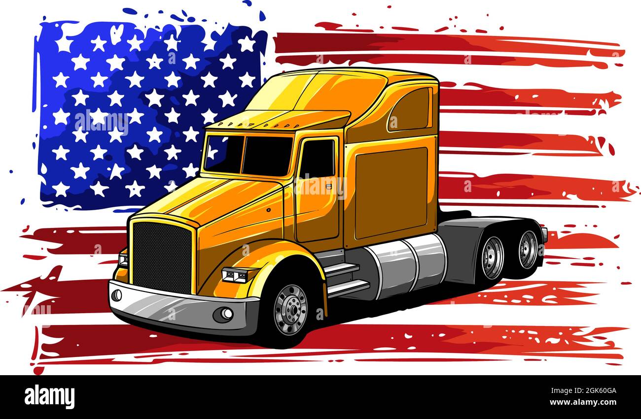 Classic American Truck. Vector illustration design art Stock Vector