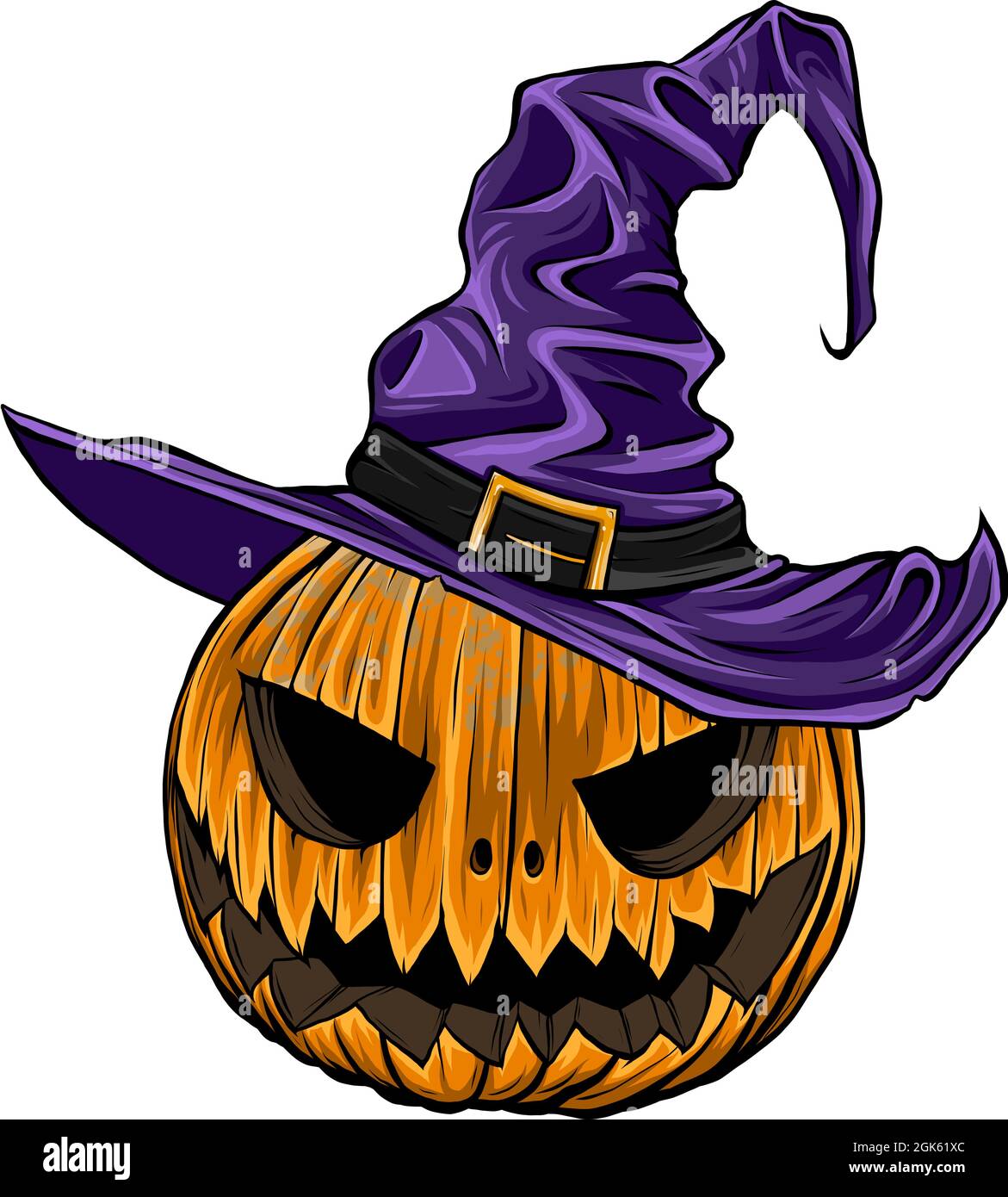 Cartoon halloween pumpkin wearing witch hat isolated Stock Vector Image ...