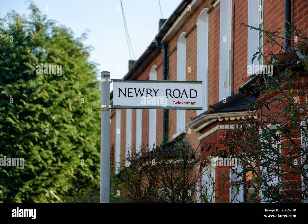Street sign for Newry Road, St. Margaret's, Twickenham, England. Stock Photo