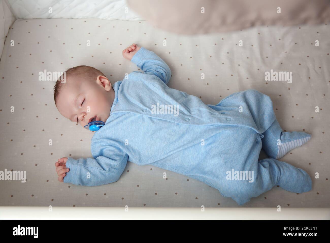 Cute little baby sleeping in cradle at home Stock Photo Alamy