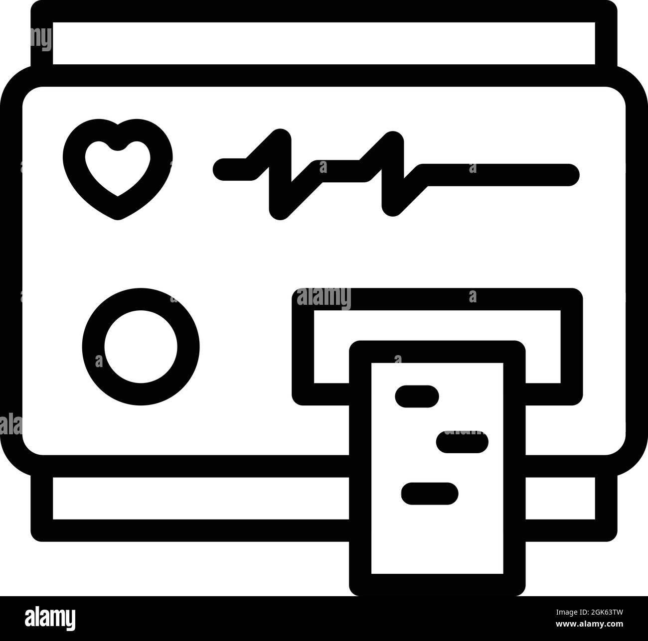 Heart cardiogram icon outline vector. Heartbeat pressure. Test pulse ...