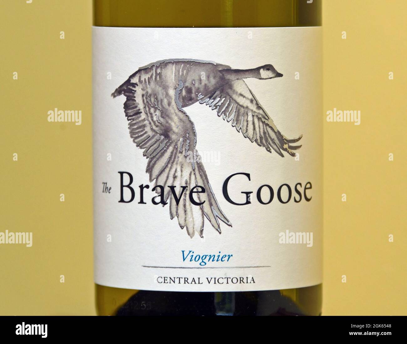 Wine label. The Brave Goose. NIna Stocker. 2020. Central Victoria, Australia. Stock Photo