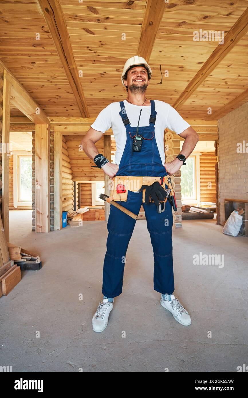 Housebuilder posing to camera with proud expression Stock Photo