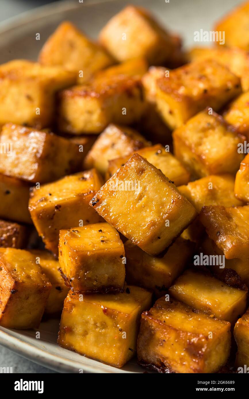 Healthy Homemade Crispy Asian Tofu Ready to Eat Stock Photo - Alamy