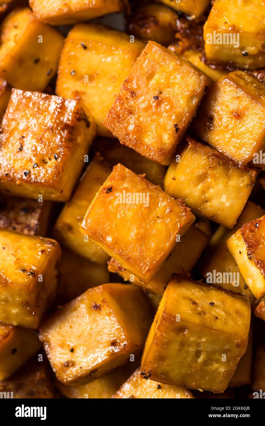 Healthy Homemade Crispy Asian Tofu Ready to Eat Stock Photo - Alamy