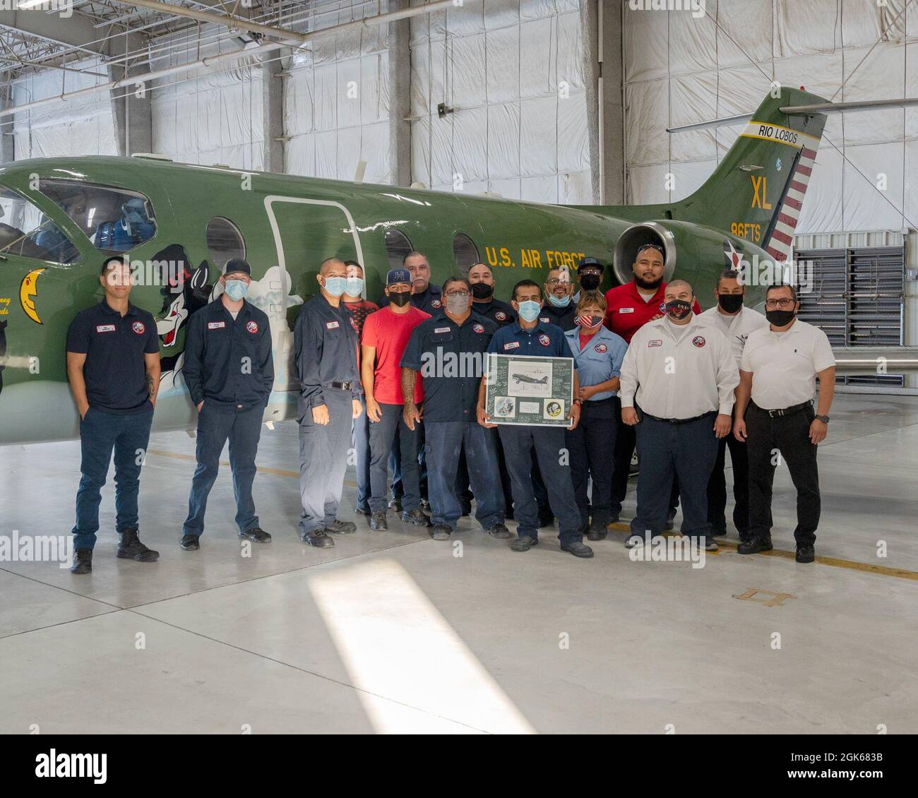 Aircraft maintainers from Laughlin Air Force Base, Texas, pose with the