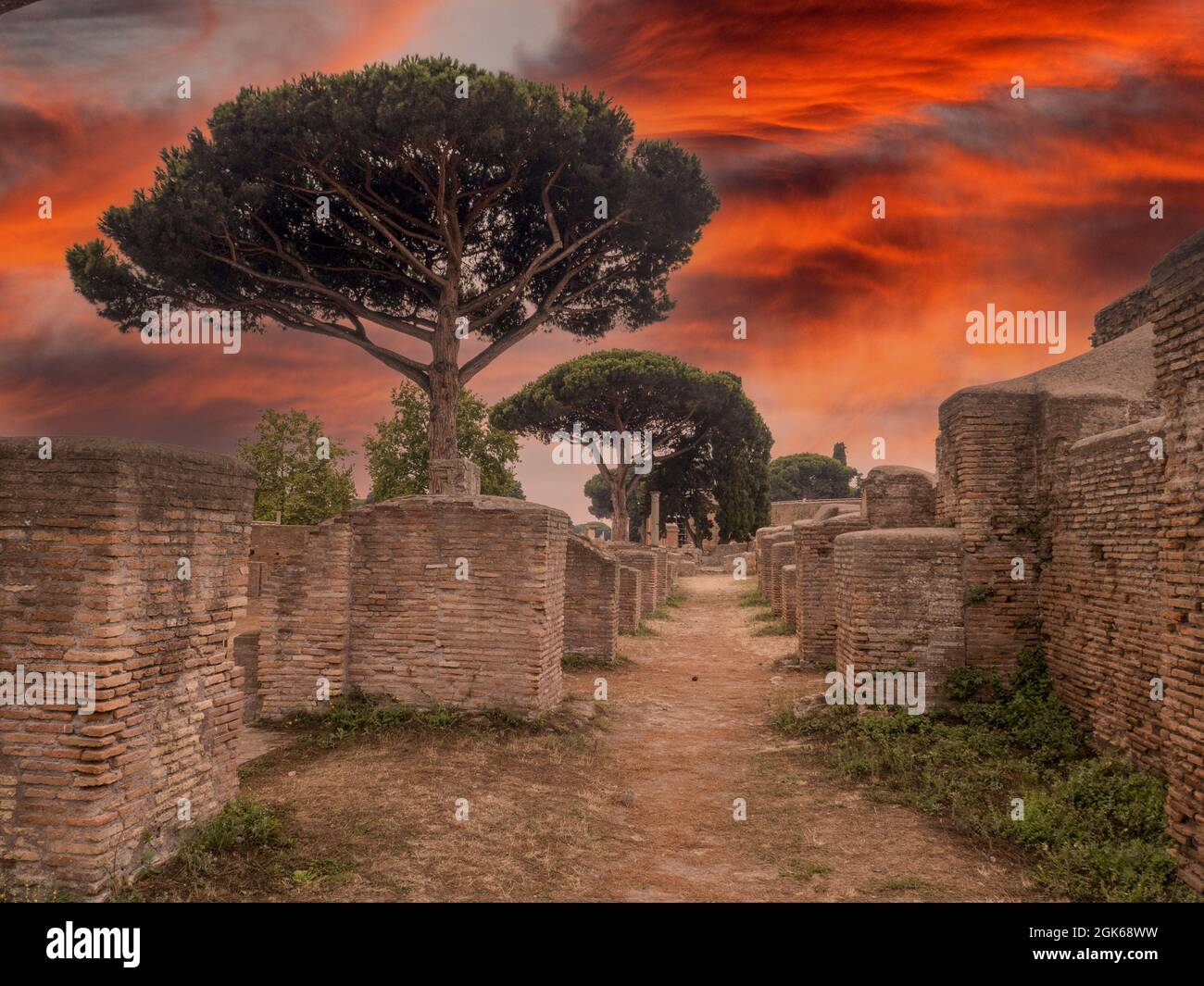 old ancient ostia archeological site ruins Stock Photo - Alamy