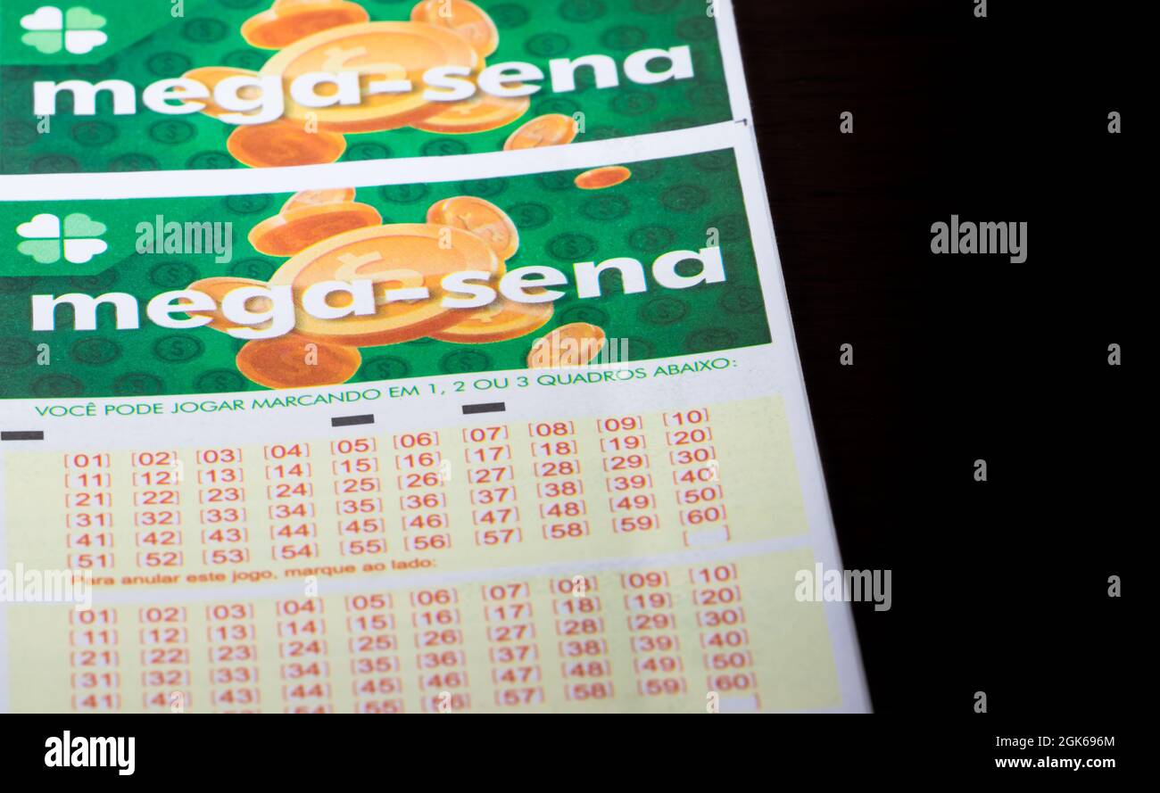 SANTA CATARINA, BRAZIL - Sep 06, 2021: Close up of a mega-sena lottery  ticket from Caixa Economica Federal do Brasil Stock Photo - Alamy