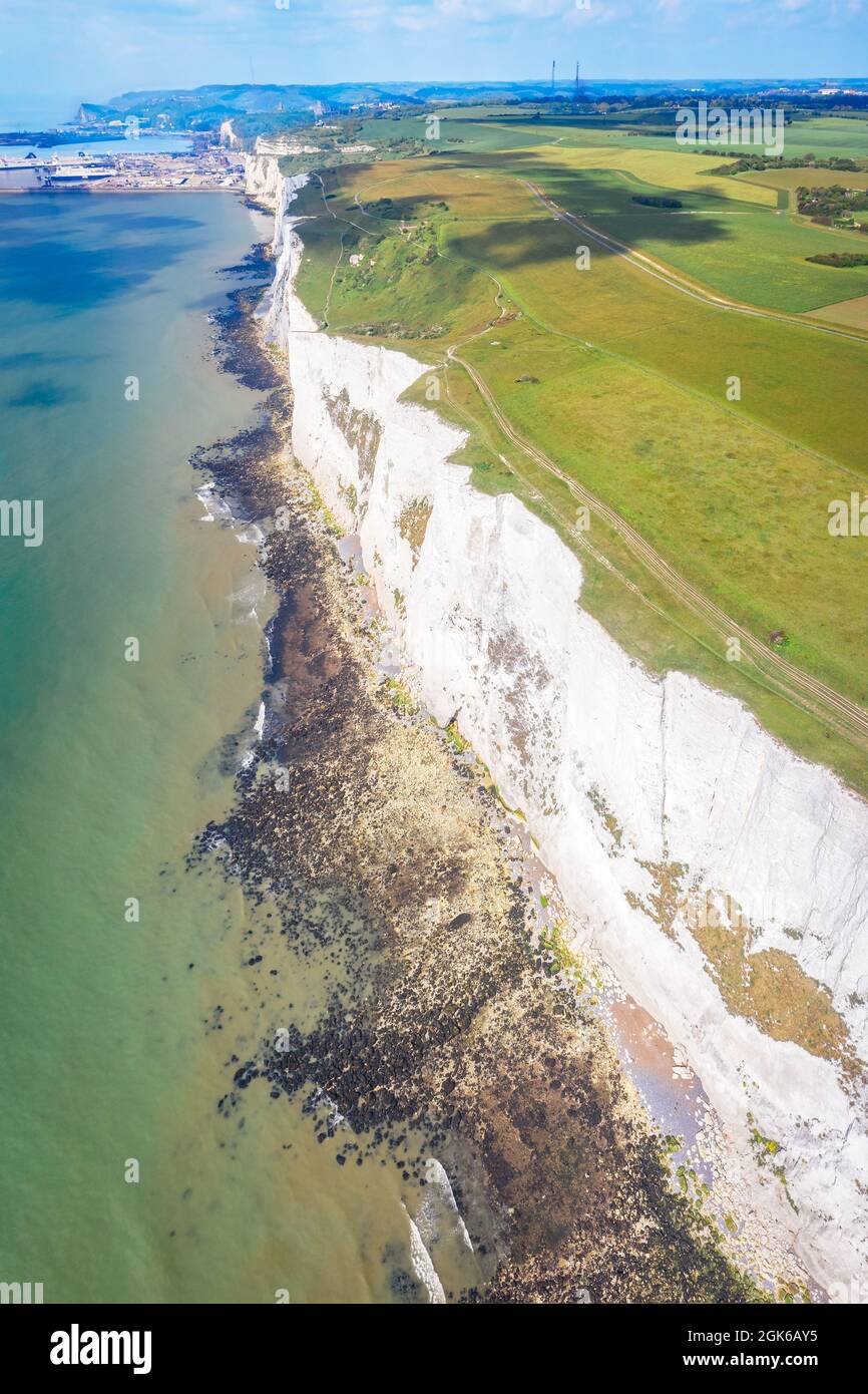 Aerial view to White Cliffs of Dover coast Stock Photo Alamy