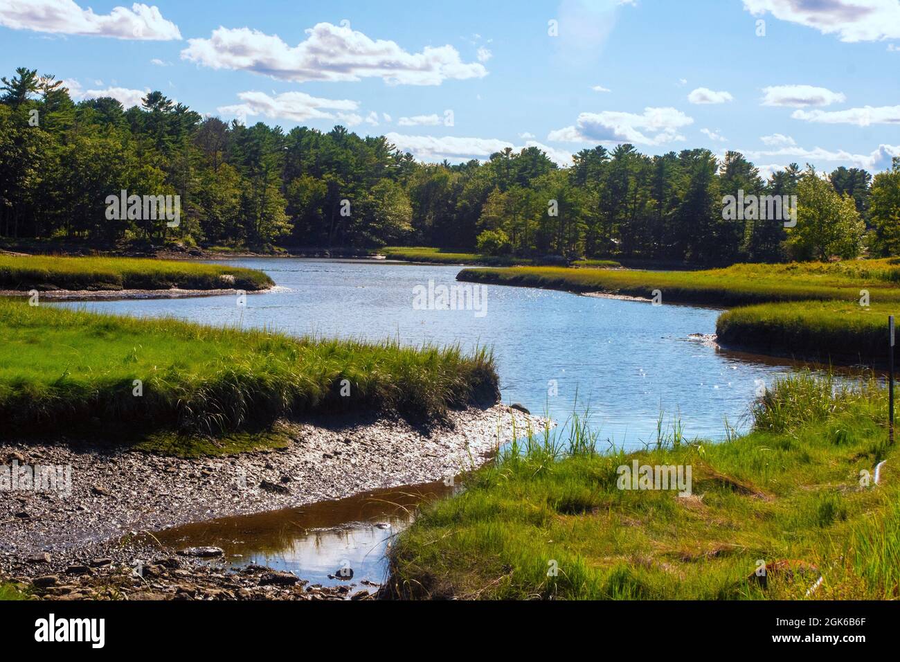 Late summer views of interesting scenic landscapes in Maine Stock Photo
