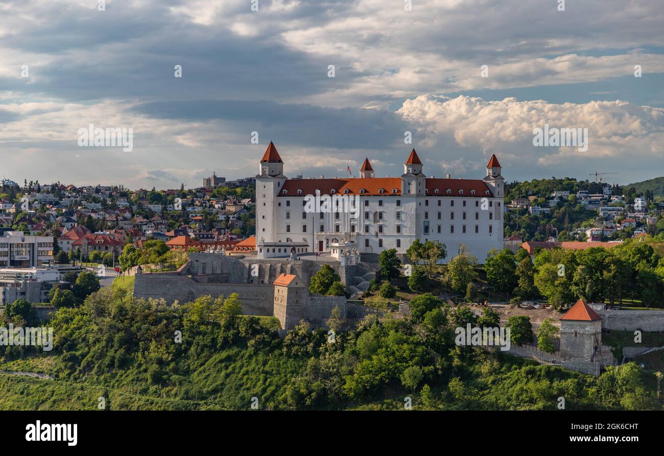 A picture of the Bratislava Castle on a cloudy day. Stock Photo