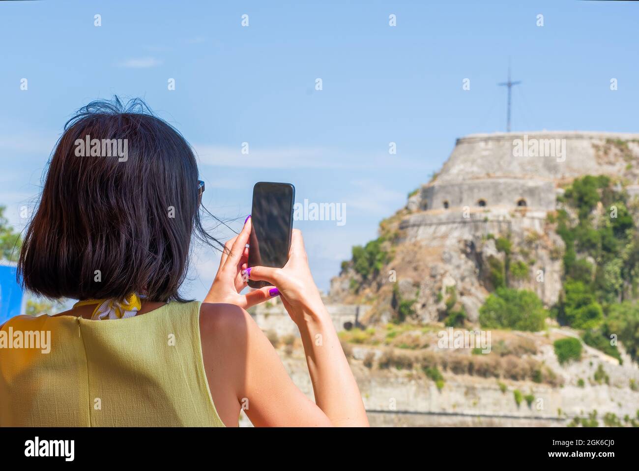Images of tourists in or near Corfu town Stock Photo
