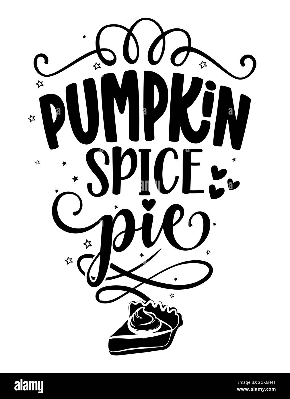 Pumpkin spice pie - Handwritten decoration for restaurants. Good for restaurants, bar, posters, greeting cards, banners, textiles, gifts, shirts, mugs Stock Vector