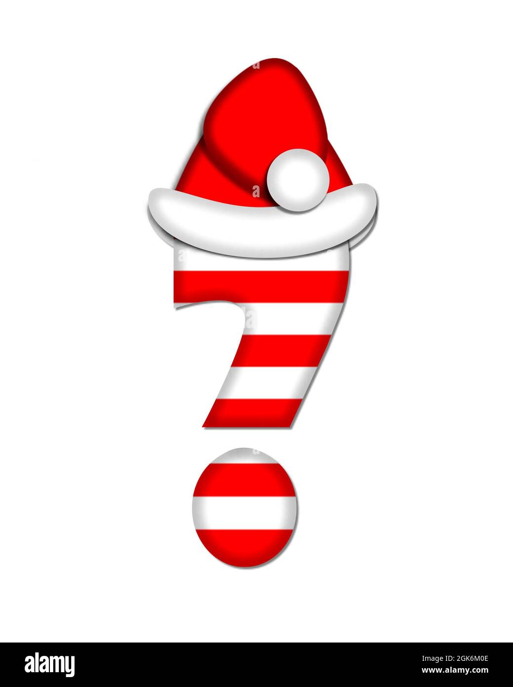 Question mark, in the alphabet set "Christmas Candy Cane," is red and