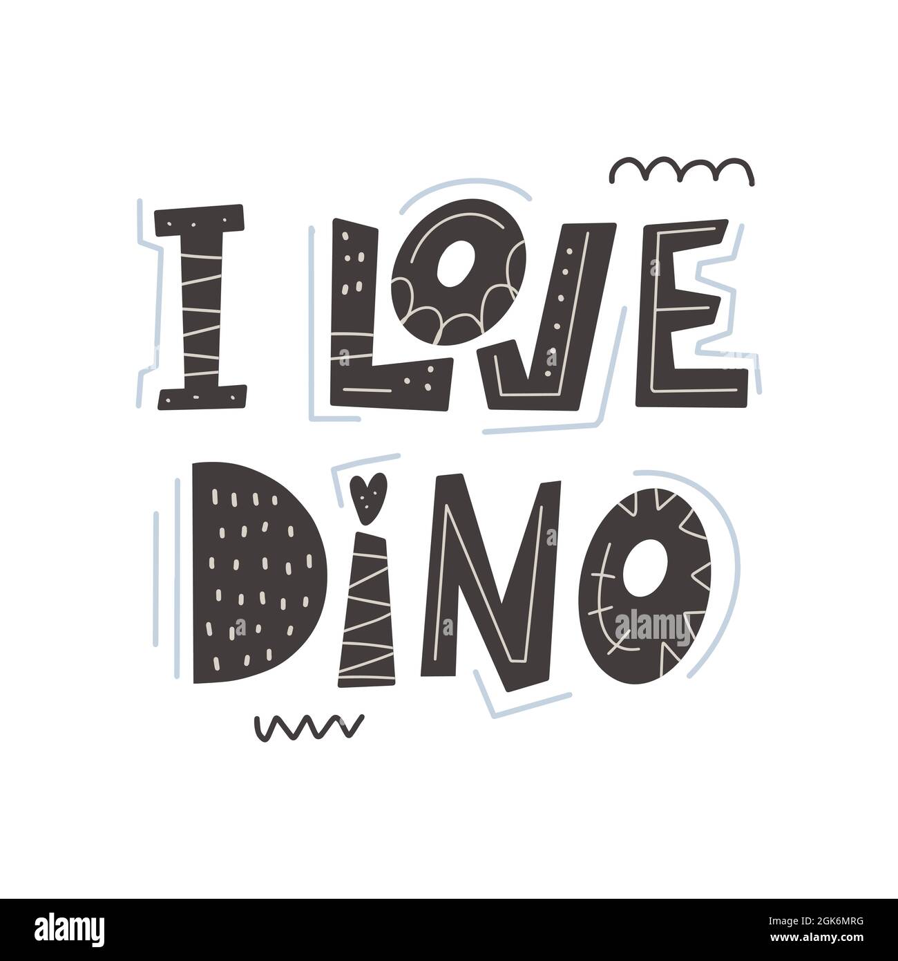 I love dinosaur- lettering Vector illustration in cartoon Scandinavian style. Childish design for birthday invitation or baby shower, poster, clothing Stock Vector