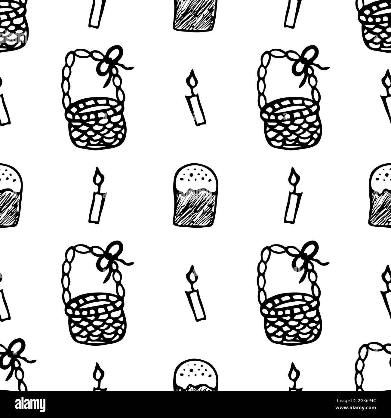 Seamless easter holiday doodle style vector pattern for design interior, wallpaper, wrapping, posters, greeting card. Stock Vector