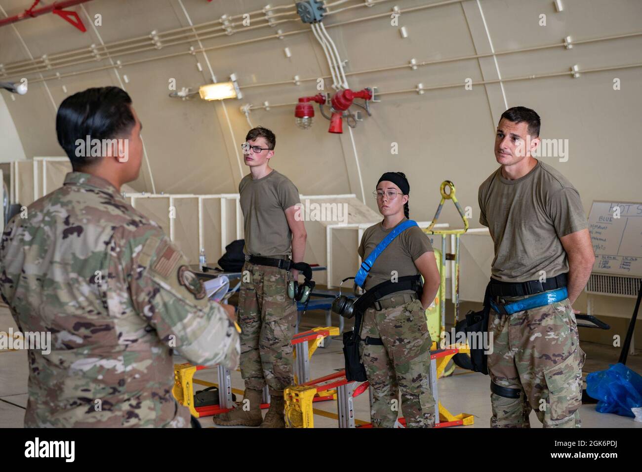 U.S. Air Force Airmen from the 44th Aircraft Maintenance Unit receive ...