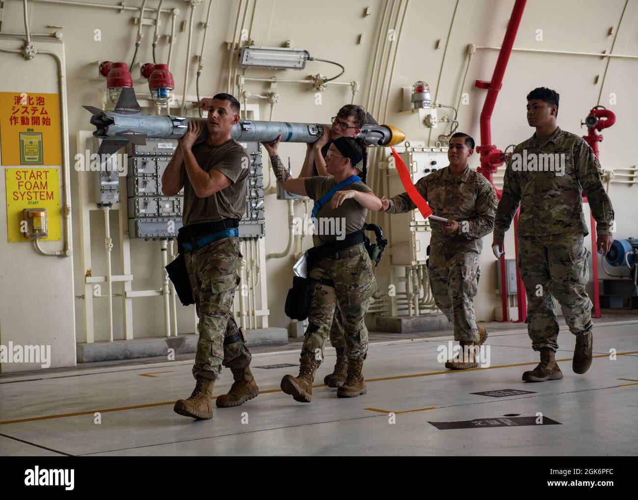 U.S. Air Force Airmen from the 44th Aircraft Maintenance Unit load ...
