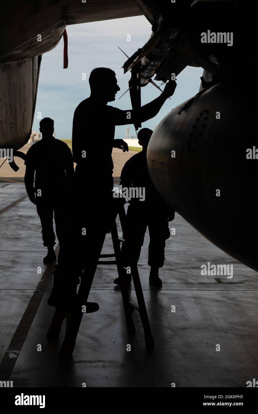U.S. Air Force Airmen from the 44th Aircraft Maintenance Unit load ...