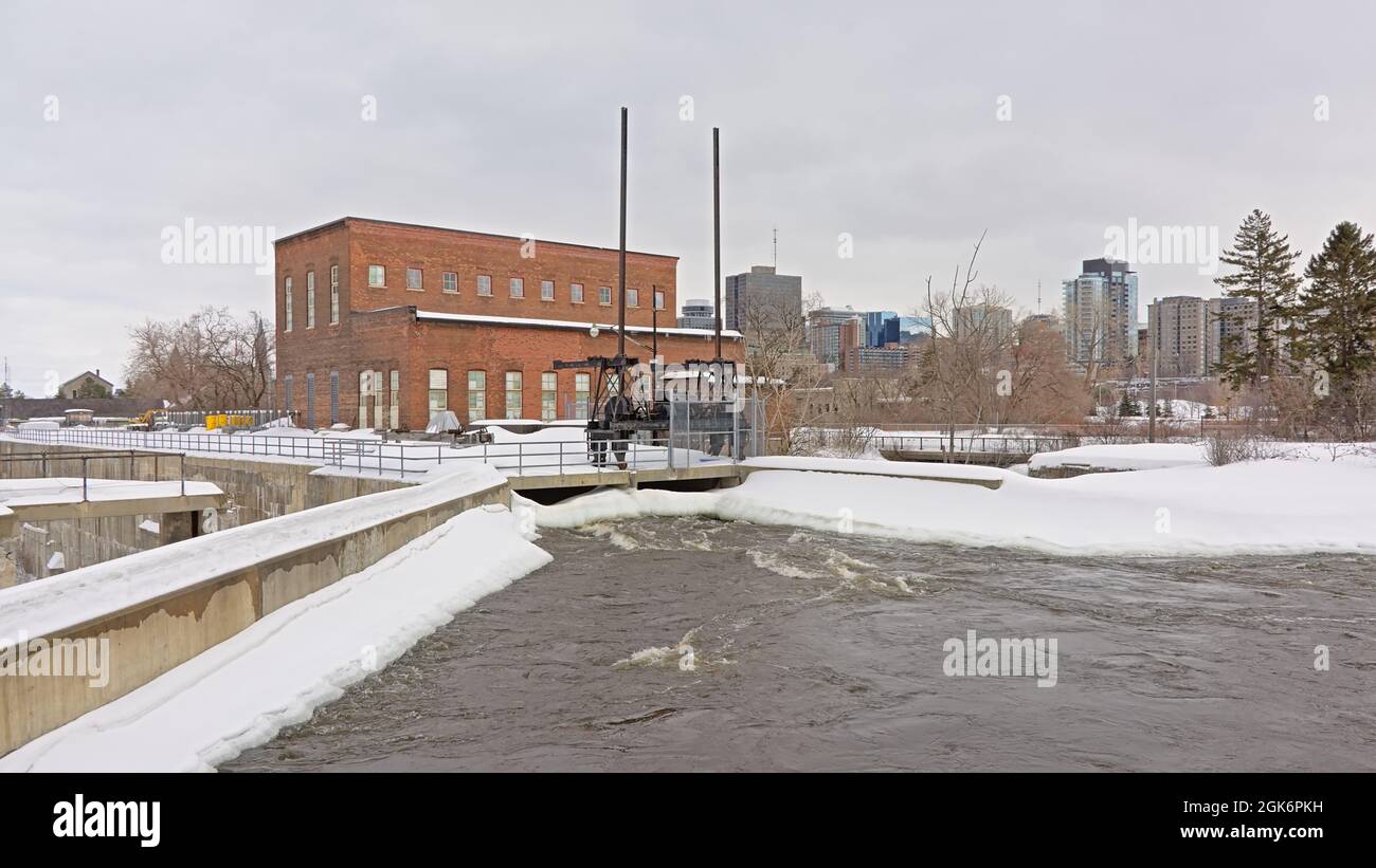 Sluice on Ottawa river, Ontario, Canada Stock Photo