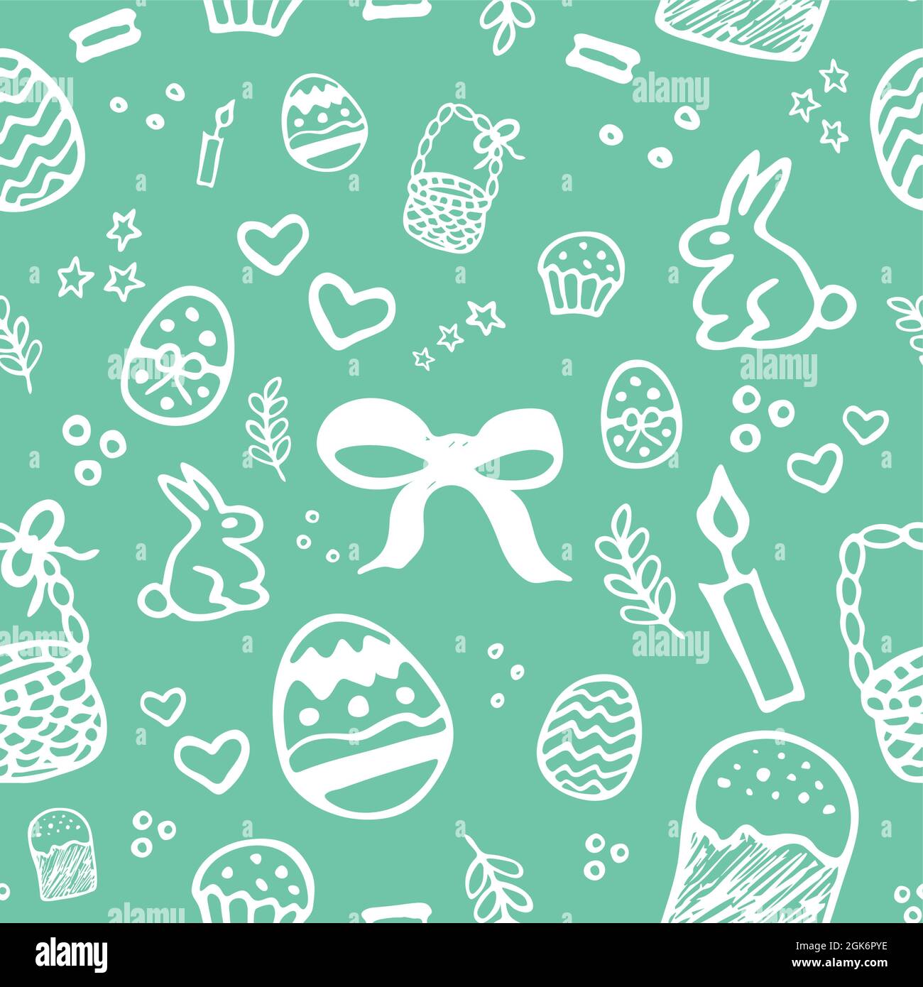 Seamless hand drawn easter holiday doodle style vector pattern for ...