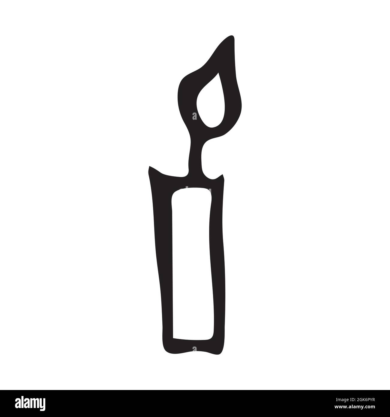 Hand drawn doodle style candle in vector. Isolated illustration on white background. For interior design, wallpaper, packaging, poster Stock Vector