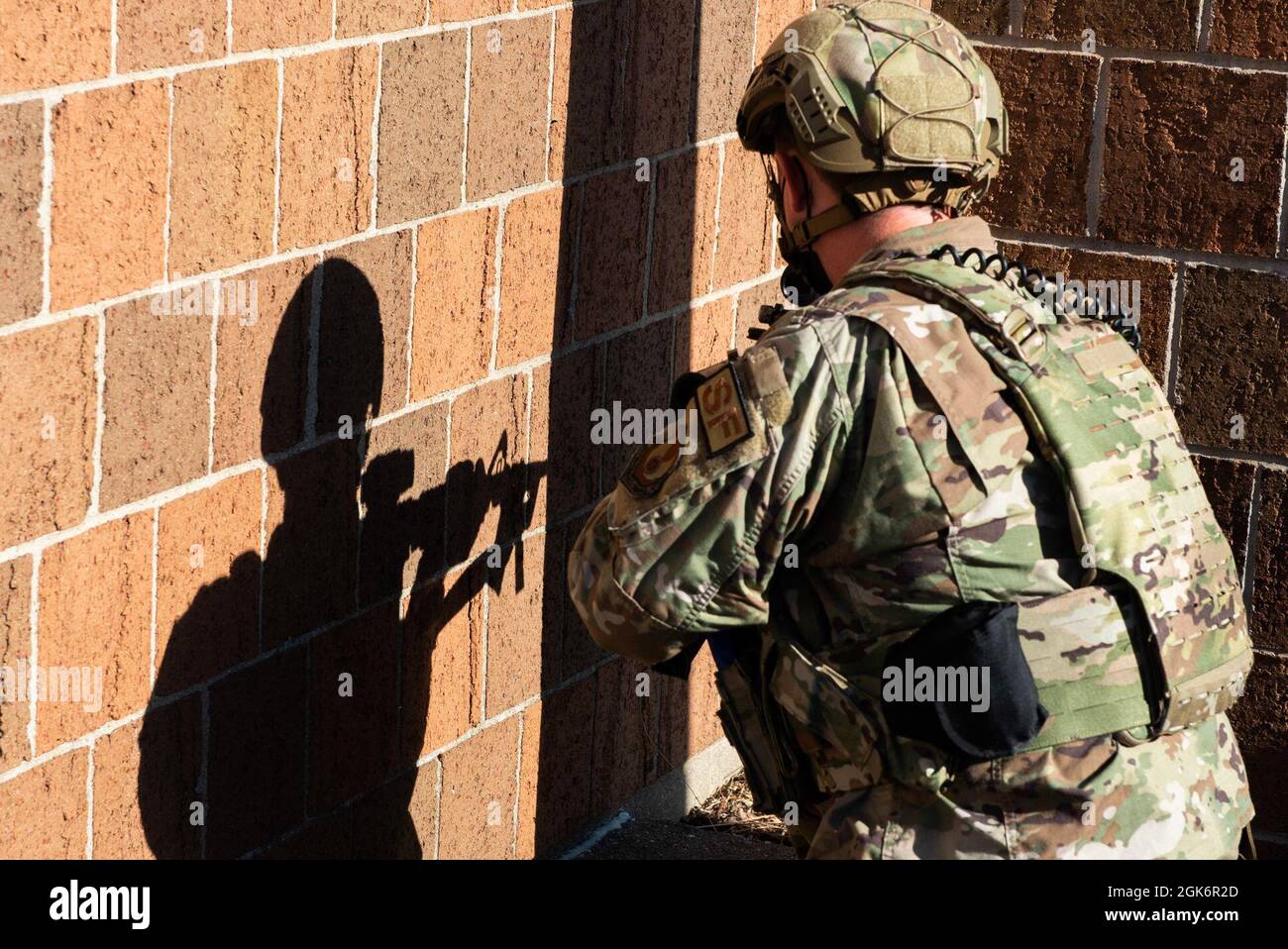 A member of the 88th Security Forces Squadron pulls security around the ...