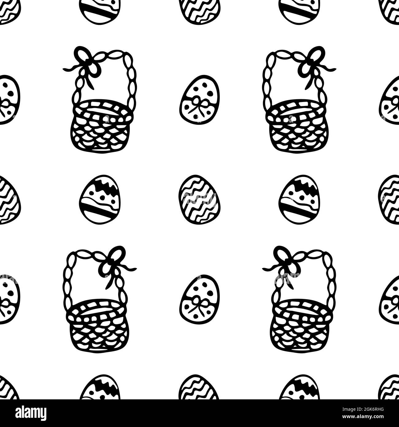 Seamless pattern with easter egg texture with basket for design interior, wallpaper, wrapping, posters, greeting card. Stock Vector